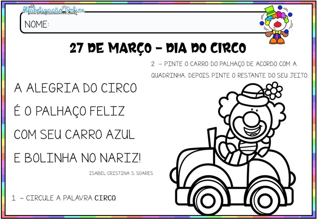 Dia Do Circo Educa O Infantil Anos