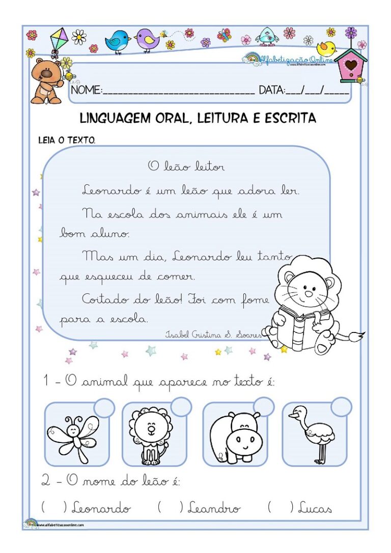 Pequeno Texto com Letra Cursiva º e º ano