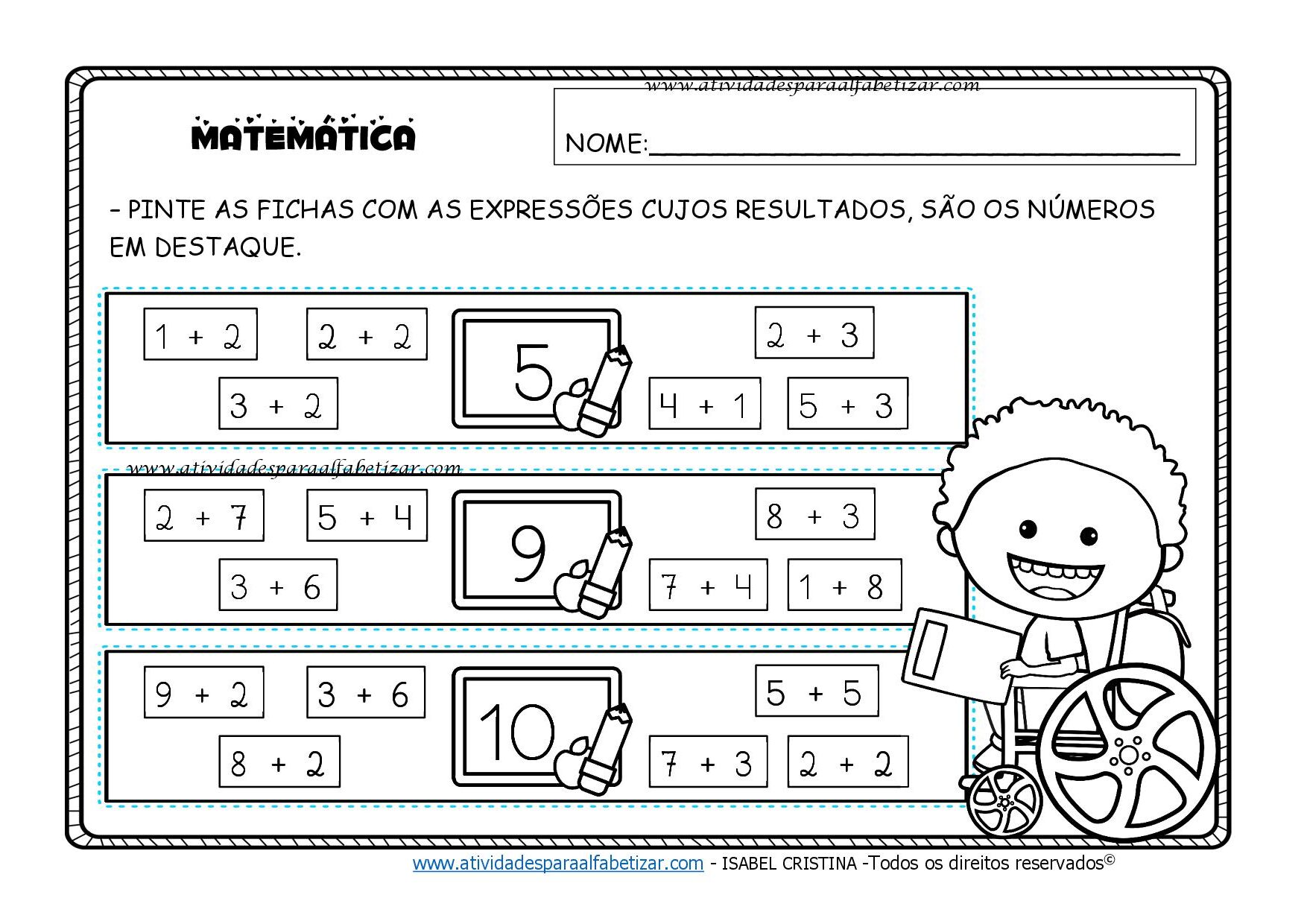 Atividades de Matemática 1º ano: adição, sequência numérica