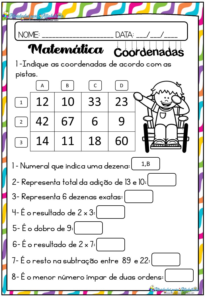 Atividades de português e matemática 3º ano