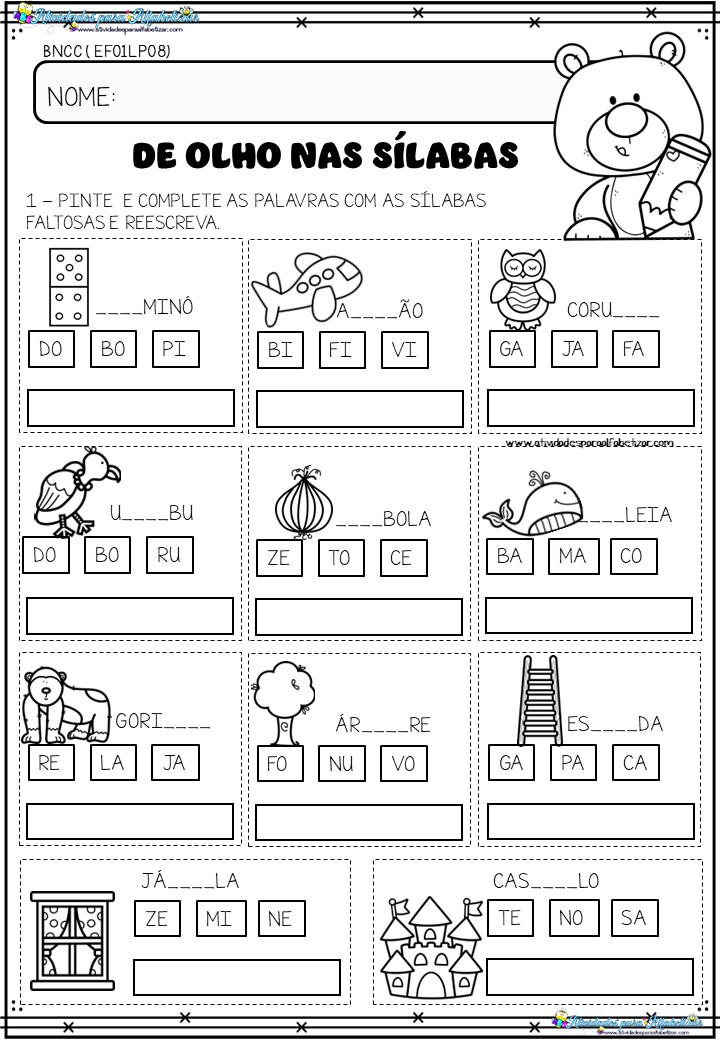 Plano de aula - 1º ano - As sílabas por dentro das palavras