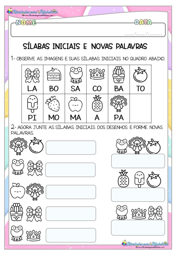 6 Atividades Com Sílabas Simples E Palavras 