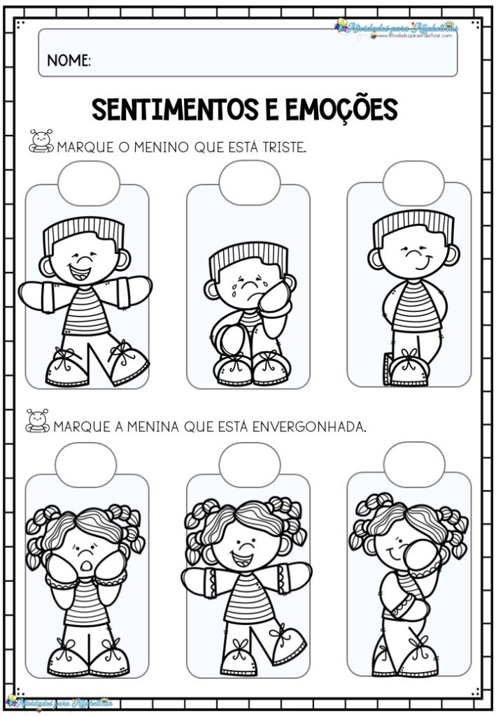 4 Atividades Educação Infantil - Sentimentos e Emoções