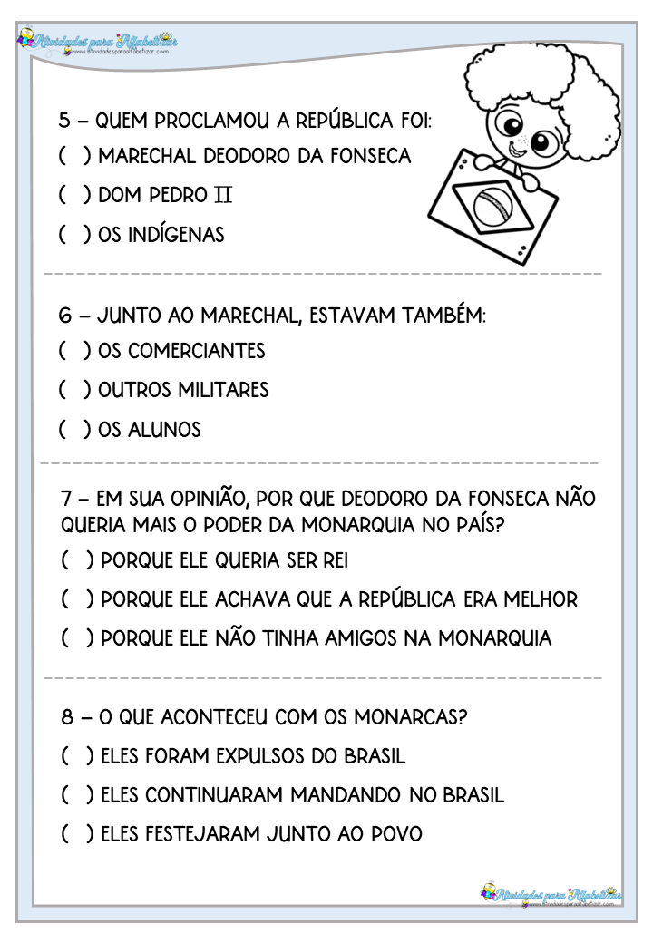 Atividades proclamação da republica, Proclamação da república, Dia da  proclamação da república