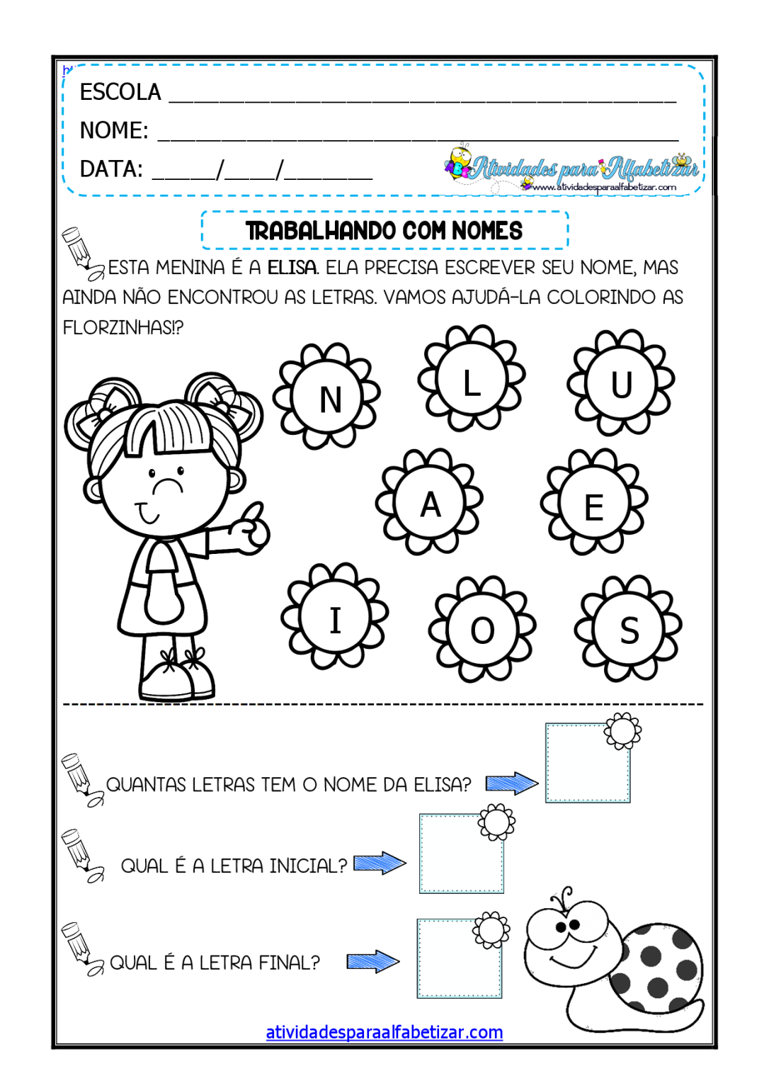 Atividades com Nome Próprio - Pré/1º ano