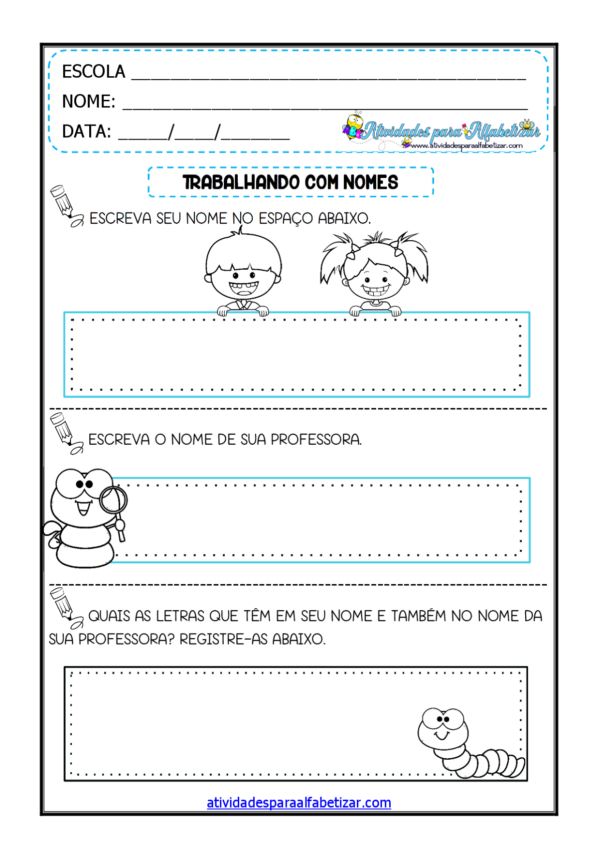 Atividades com Nome Próprio - Pré/1º ano