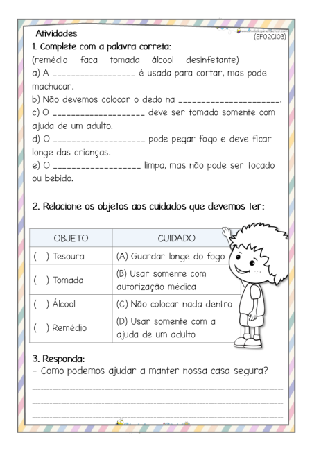 Atividades de Ciências para o 2º Ano: Prevenção de Acidentes Domésticos ...