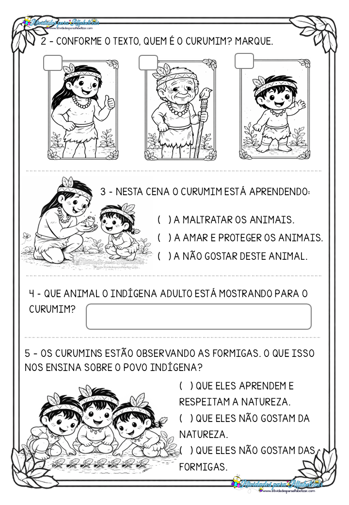 Atividades Povos Indígenas 1º Ano